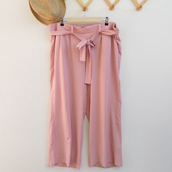 torrid Pants - Torrid Pink Crepe Tie Front Wide Leg Pants